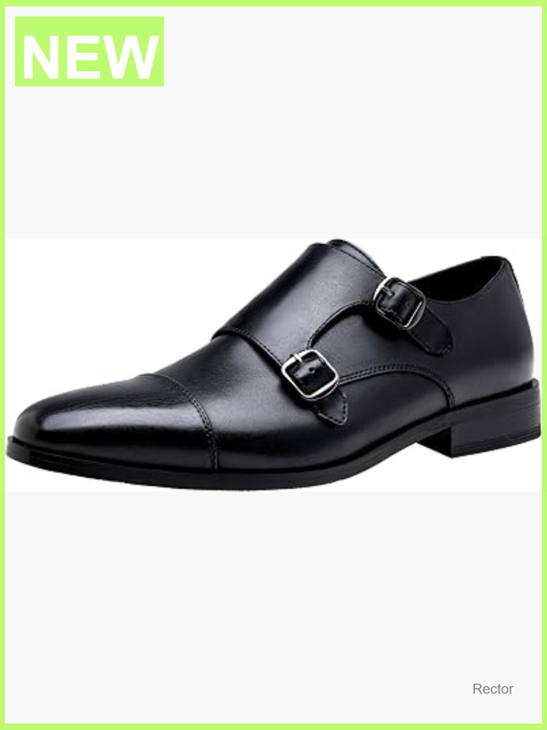 Men's Monk Strap Loafers Dress Shoes With Buckle Cap Toe Oxfords Rubber Sole